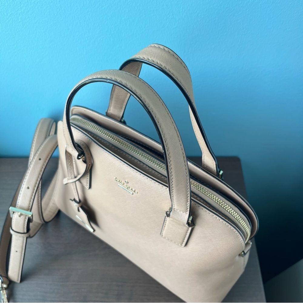 KATE SPADE Nichols Jackson Street Reiley Dome Tan Satchel Tote Crossbody Cameron - Picture 3 of 12